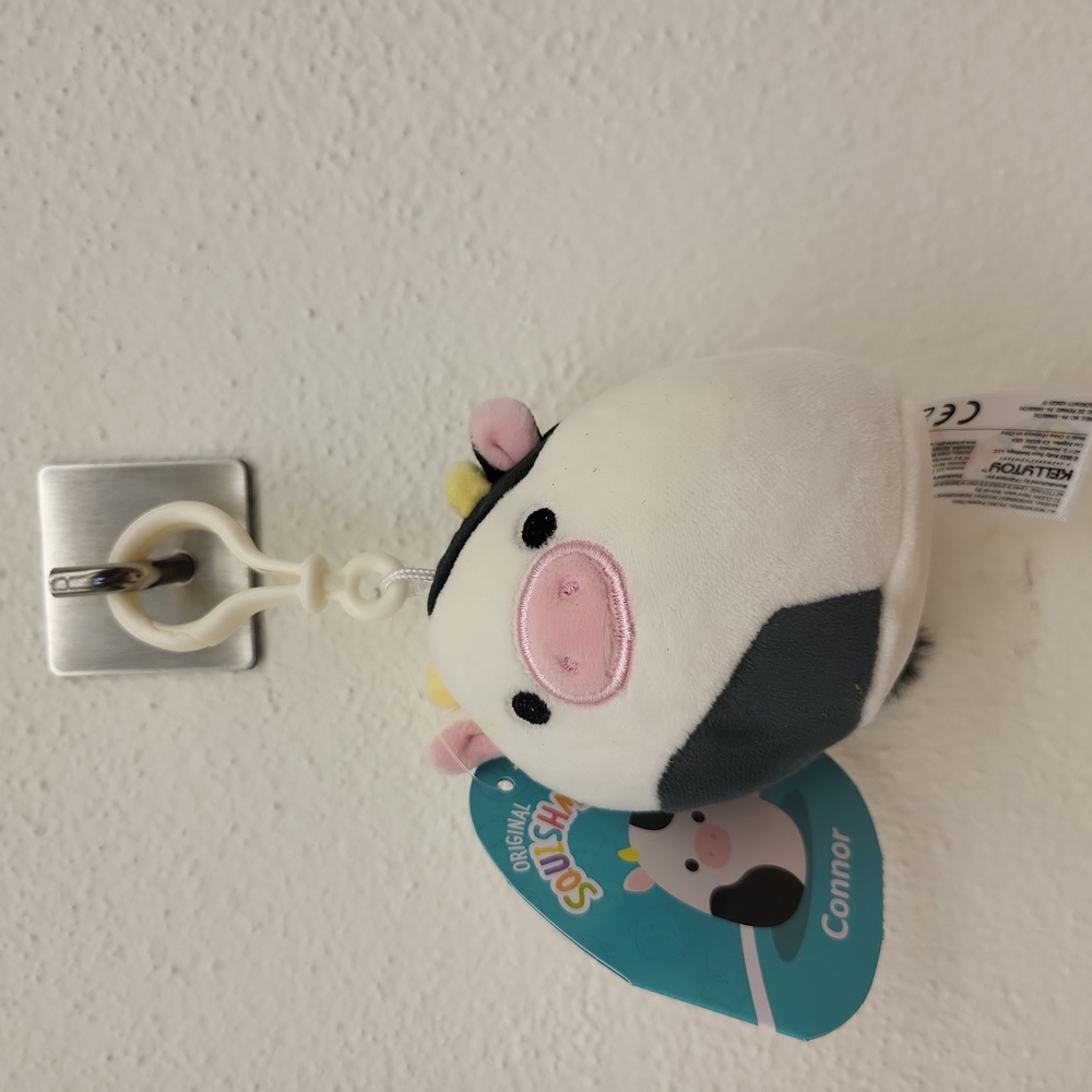 Connor the 3.5 inch black white cow squishmallow clip